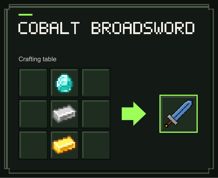 Cobalt Broadsword recipe