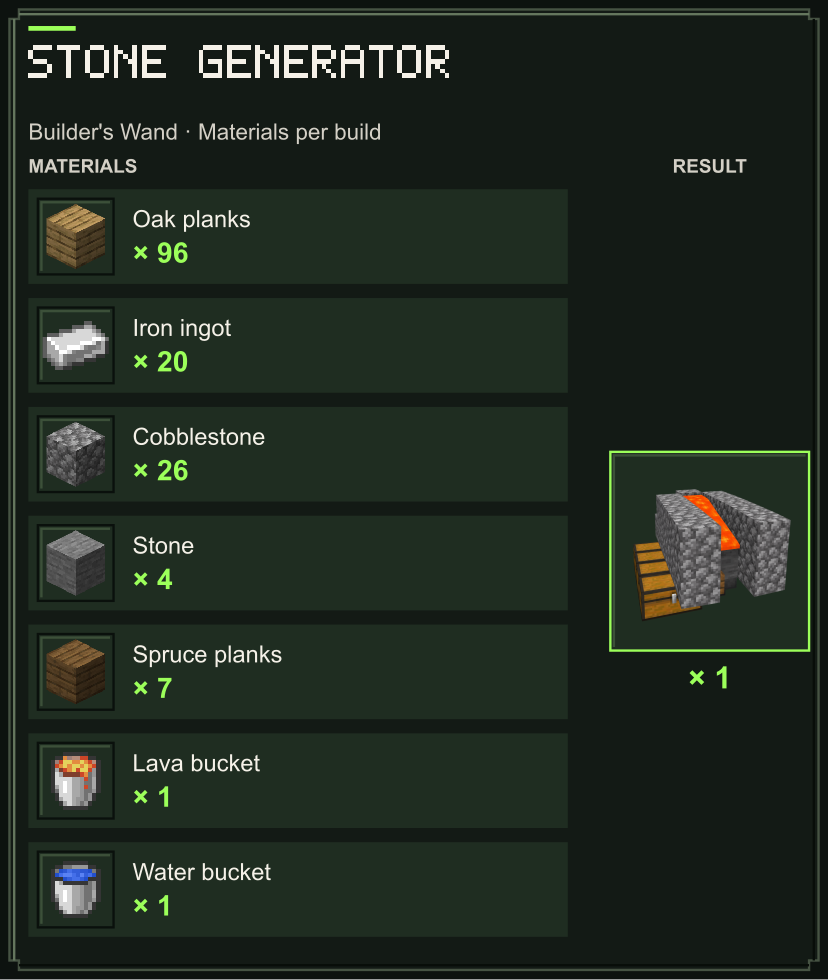 Stone Generator blueprint materials
