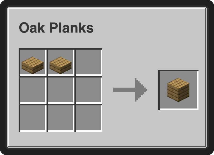 Recycler: 2 oak slabs yield 1 oak plank
