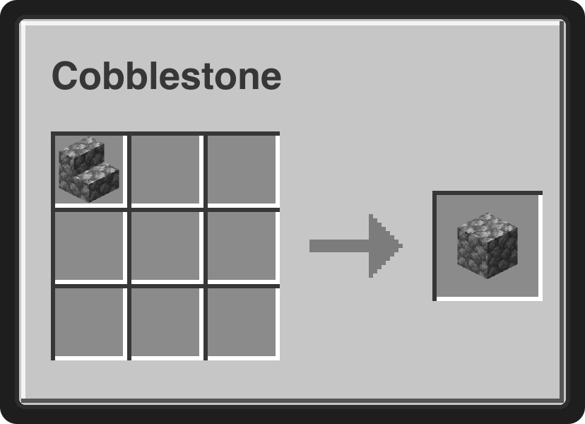 Recycler: 1 cobblestone stair yields 1 cobblestone